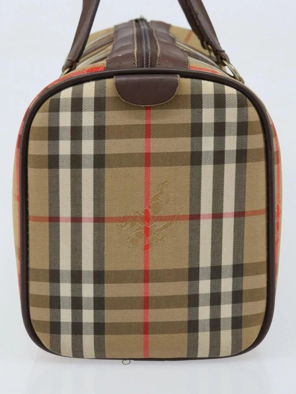 Burberrys Nova Check Boston Bag Canvas Beige Gold - Picture 6 of 16